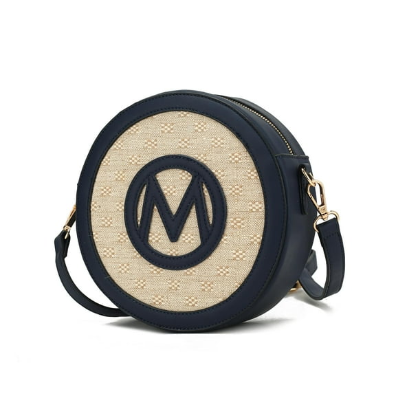 MKF Collection Acacia Circle Crossbody Bag for Women, Vegan Leather Handbag Round Purse By Mia K - Navy Blue
