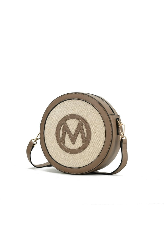 Acacia Circle Crossbody Bag for Women, Vegan Leather Handbag Round Purse By Mia K - Taupe