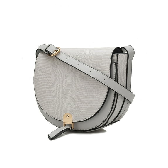 MKF Collection Adalyn Women Shoulder Bag Vegan Leather Snake Embossed Handbag Crossbody Bag by Mia K - Light Gray