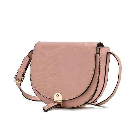 MKF Collection Adalyn Women Shoulder Bag Vegan Leather Snake Embossed Handbag Crossbody Bag by Mia K - Pink