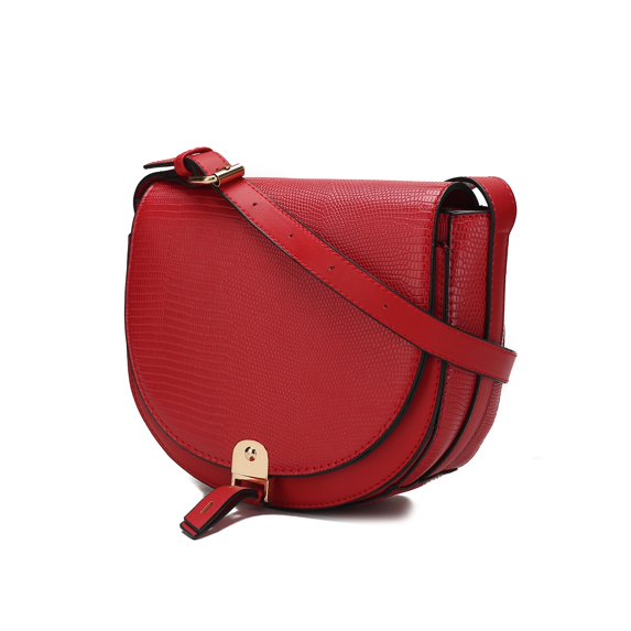 MKF Collection Adalyn Women Shoulder Bag Vegan Leather Snake Embossed Handbag Crossbody Bag by Mia K - Red