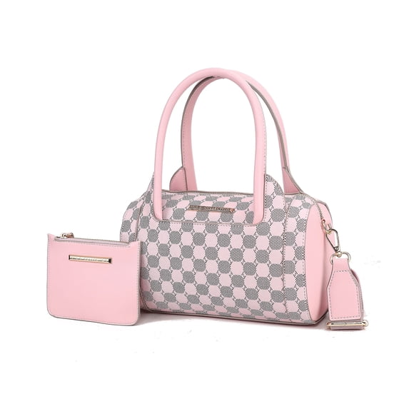 MKF Collection Adhara Satchel Bag with Pouch Bag, Vegan Leather Circular Print Shoulder Bag by Mia K