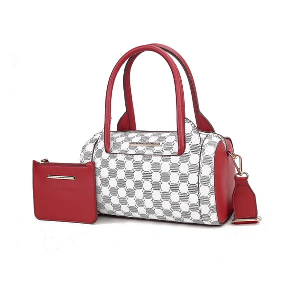 MKF Collection Adhara Satchel Bag with Pouch Bag, Vegan Leather Circular Print Shoulder Bag by Mia K
