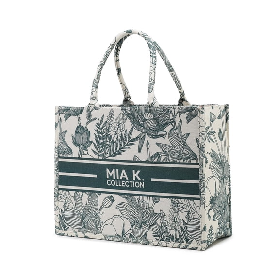 MKF Collection Adorabella Women's Large Tote Handbag Canvas Botanical Print Design by Mia K. - Green