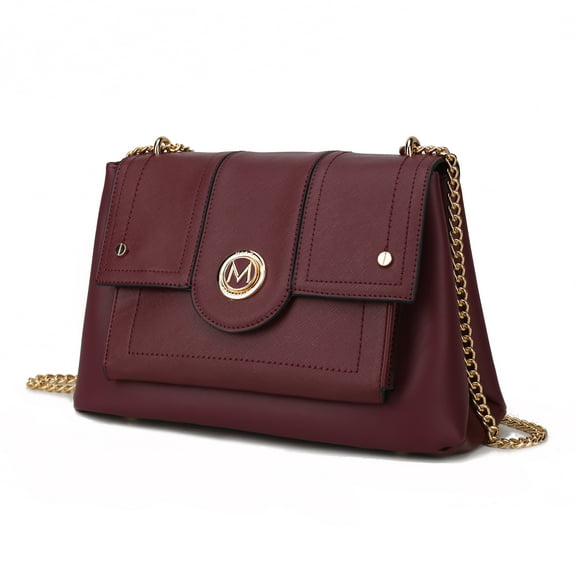 MKF Collection Aiden Vegan Leather Women's Shoulder Bag, Sleek Crossbody Purse Handbag by Mia K - Burgundy