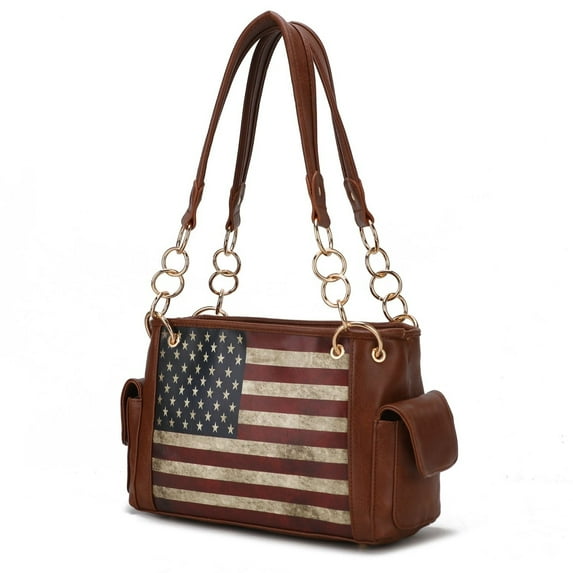 MKF Collection Alaina Vegan Leather Womens Flag Shoulder Handbag by Mia K
