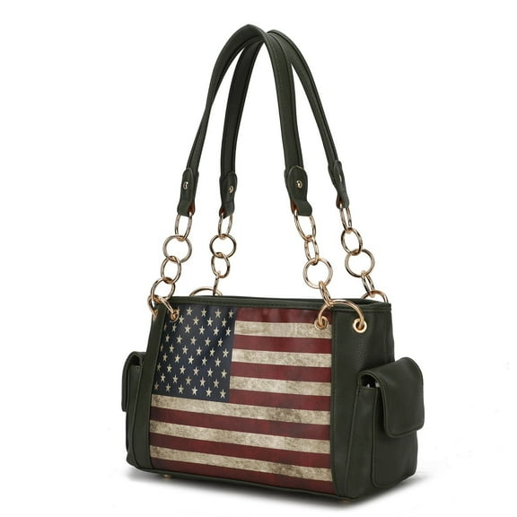 MKF Collection Alaina Vegan Leather Womens Flag Shoulder Handbag by Mia K