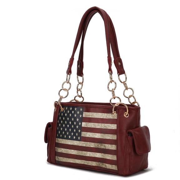MKF Collection Alaina Womens Shoulder Bag Vegan Leather USA Flag Red Handbags Purse by Mia K