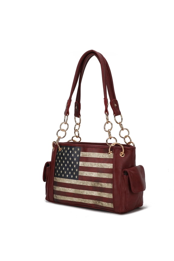 Alaina Womens Shoulder Bag Vegan Leather USA Flag Red Handbags Purse by Mia K