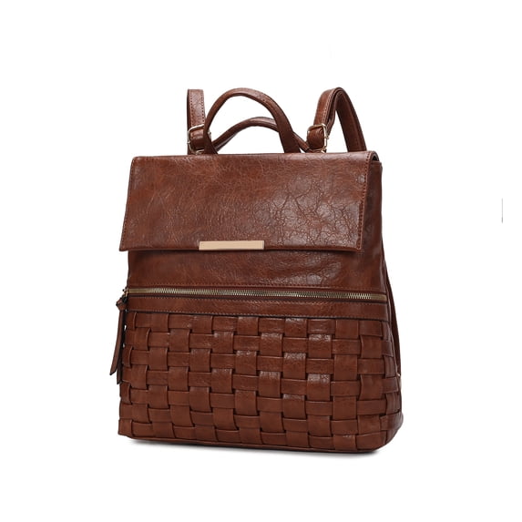 MKF Collection Alba Women Convertible Backpack Bag Vegan Leather Bookbag Purse Handbag Fashion Travel Daypack Bag by Mia K - Cognac Brown