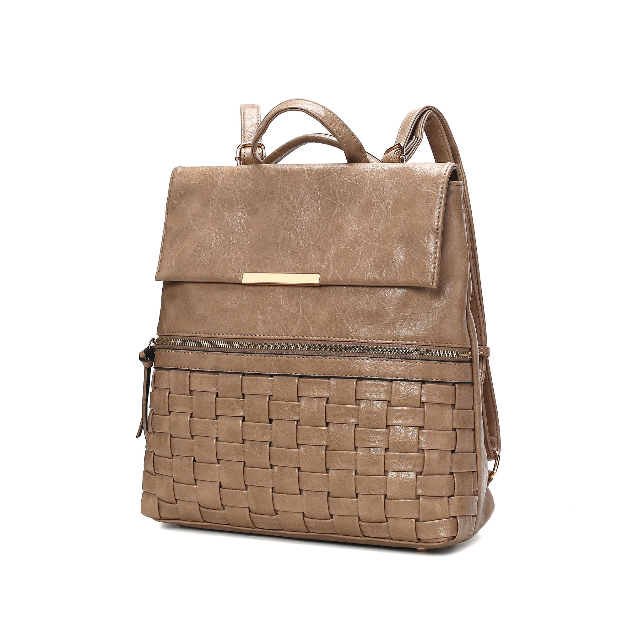 cream colored leather converible backpack purse Dina Italian wear as a backpack or carry as a mini bag Adjustable straps for a customized fit Magnetic flap closure with interior drawstring Interior pockets for organization Sleek Convertible Italian Leather Backpack/Crossbody Cream
