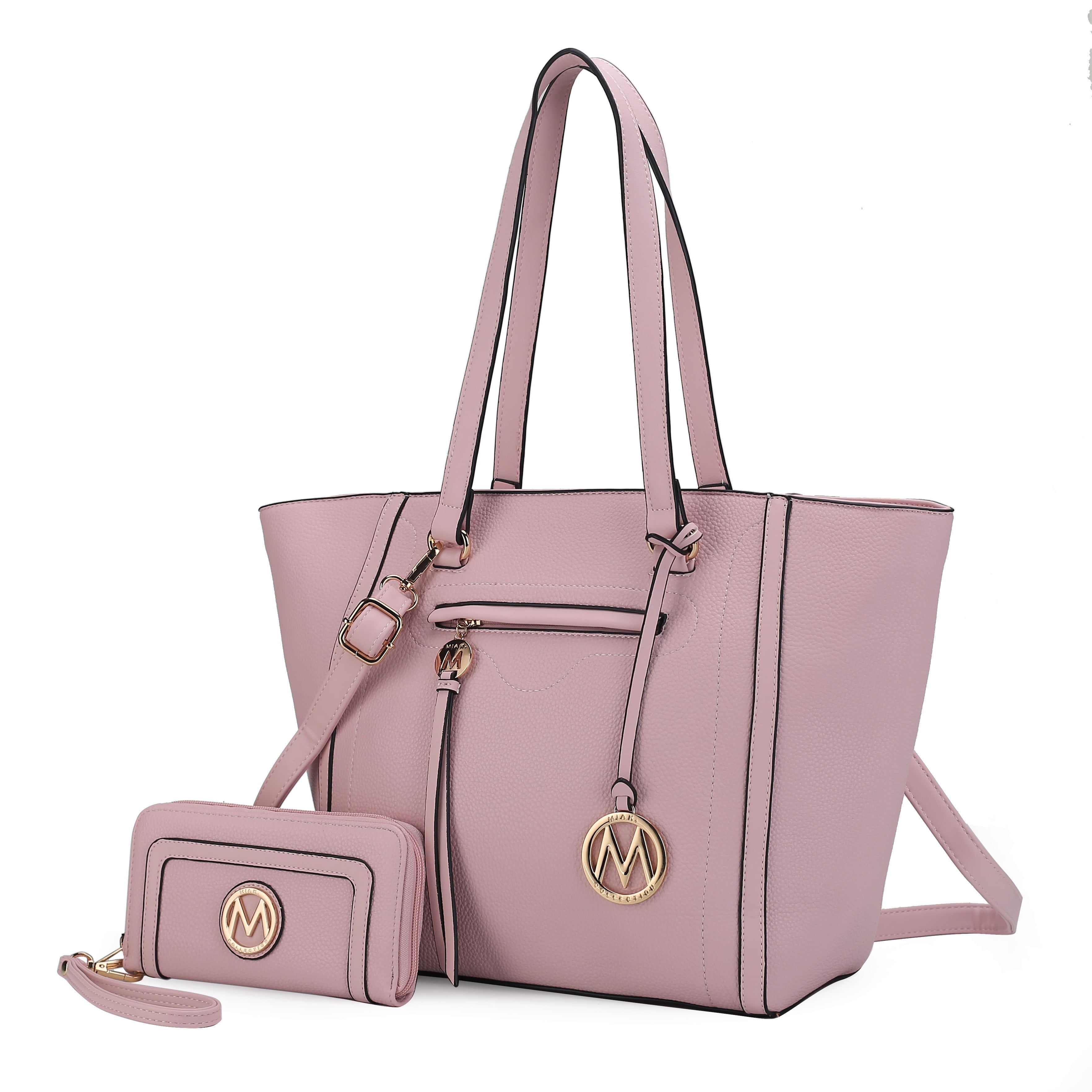 MKF Collection Alexandra Vegan Leather Women's Tote Handbag & Wallet 2-Piece Set by Mia K. - Pink