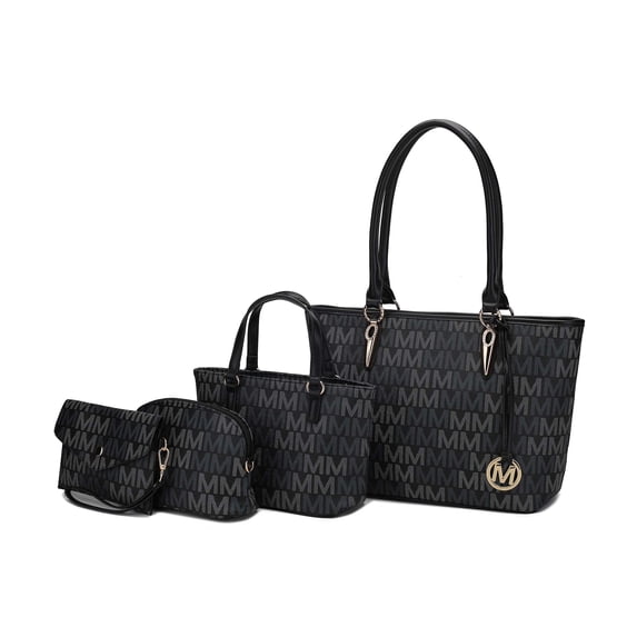 MKF Collection Alexy Women's Tote Bag, Small Tote Bag, Pouch Purse & Wristlet Wallet Bag 4 pcs Handbag set by Mia K - Black