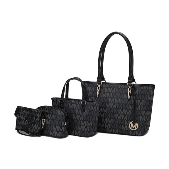 MKF Collection Alexy Women's Tote Bag, Small Tote Bag, Pouch Purse & Wristlet Wallet Bag 4 pcs Handbag set by Mia K - Black