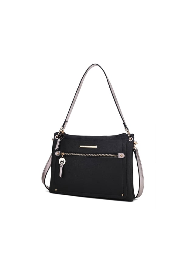 Aliyah shoulder women’s bag vegan leather versatile design, functional everyday use purse by Mia K. - Black Pewter