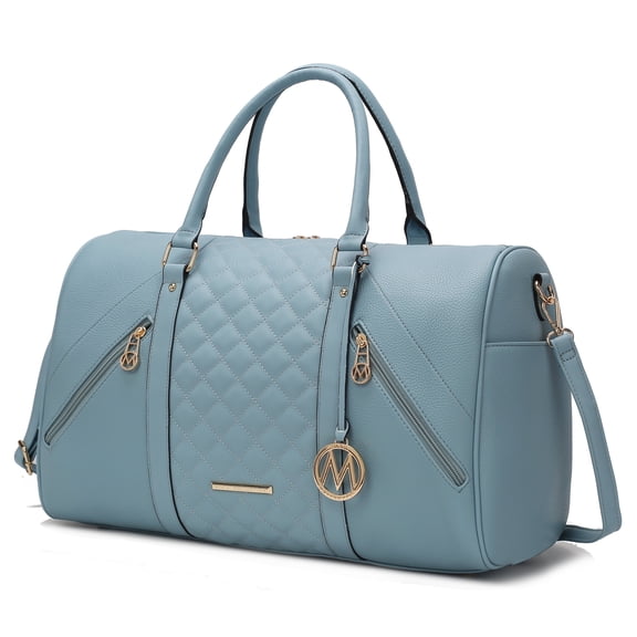 MKF Collection Allegra Vegan Leather Women's Duffle Bag, Functional Weekender Purse Handbag by Mia K - Denim Blue