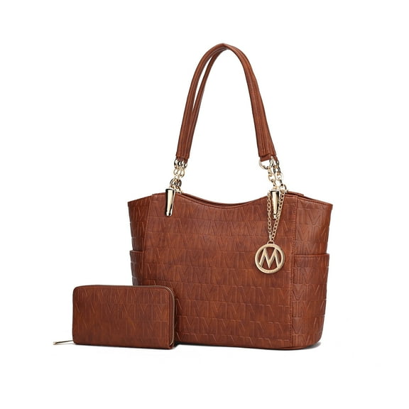 MKF Collection Allison Women's Tote Bag and Wallet Set, Vegan Leather Handbag Purse For Travel and Work By Mia K. -, Brown