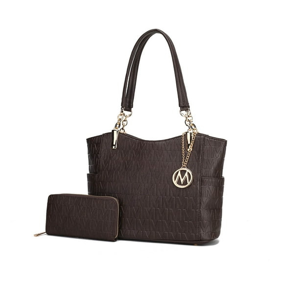 MKF Collection Allison Women's Tote Bag and Wallet Set, Vegan Leather Handbag Purse For Travel and Work By Mia K. -, Chocolate