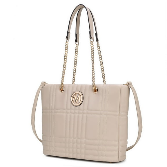 MKF Collection Alyne Vegan Leather Women's Shoulder Bag, Fashion Tote Purse Handbag by Mia K - Beige