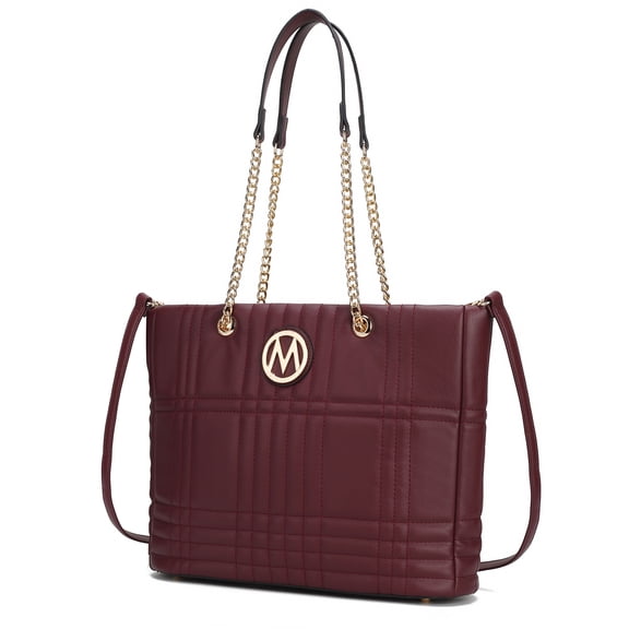 MKF Collection Alyne Vegan Leather Women's Shoulder Bag, Fashion Tote Purse Handbag by Mia K - Burgundy