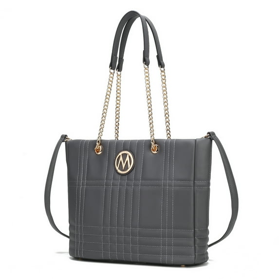MKF Collection Alyne Vegan Leather Women's Shoulder Bag, Fashion Tote Purse Handbag by Mia K - Charcoal Gray