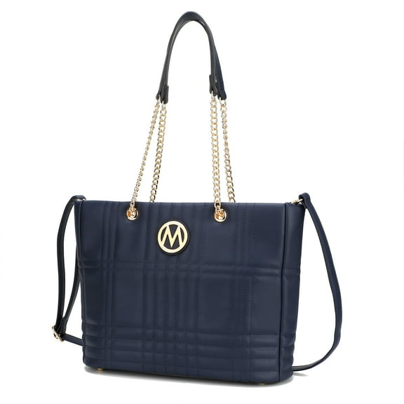 MKF Collection Alyne Vegan Leather Women's Shoulder Bag, Fashion Tote Purse Handbag by Mia K - Navy