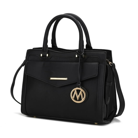 MKF Collection Alyssa Vegan Leather Women's Multi Pocket Satchel Handbag by Mia K. - Black