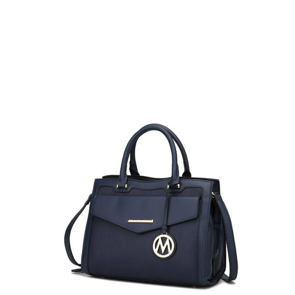 MKF Collection Alyssa Vegan Leather Women's Multi Pocket Satchel Handbag by Mia K. - Navy