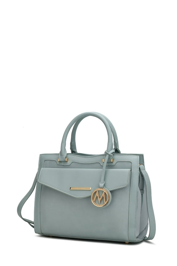 Alyssa Vegan Leather Women's Multi Pocket Satchel Handbag by Mia K. - Seafoam
