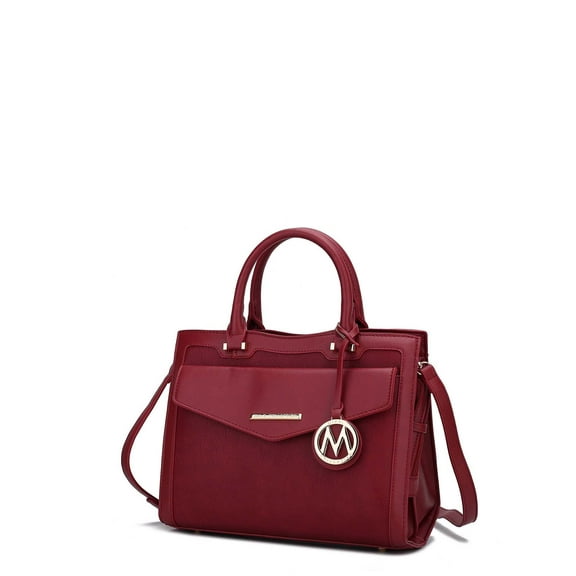 MKF Collection Alyssa Vegan Leather Women's Multi Pocket Satchel Handbag by Mia K. - Wine
