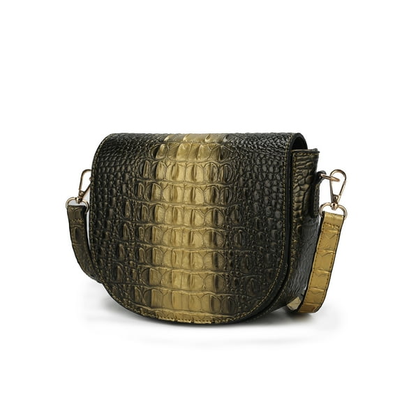 MKF Collection Amalia Women's Crossbody Bag Crocodile Vegan Leather Shoulder Bag Handbag Purse by Mia K - Gold
