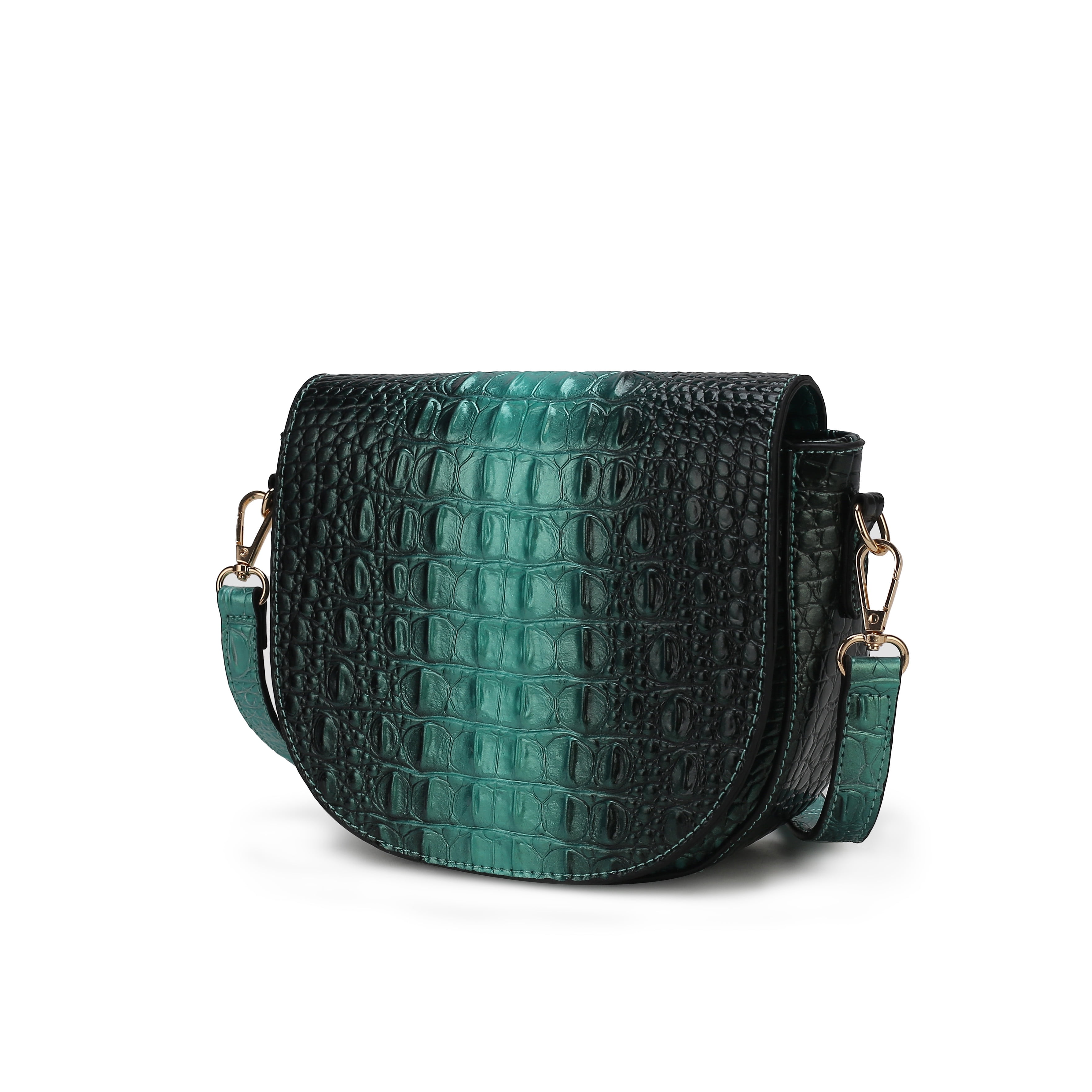 MKF Collection Amalia Women's Crossbody Bag Crocodile Vegan Leather Shoulder Bag Handbag Purse by Mia K - Green