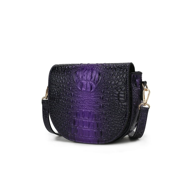 MKF Collection Amalia Women's Crossbody Bag Crocodile Vegan Leather Shoulder Bag Handbag Purse by Mia K - Purple