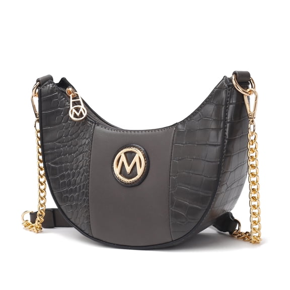 MKF Collection Amira Women’s Crocodile Embossed Vegan Leather Shoulder Bag, Crossover by Mia K - Grey