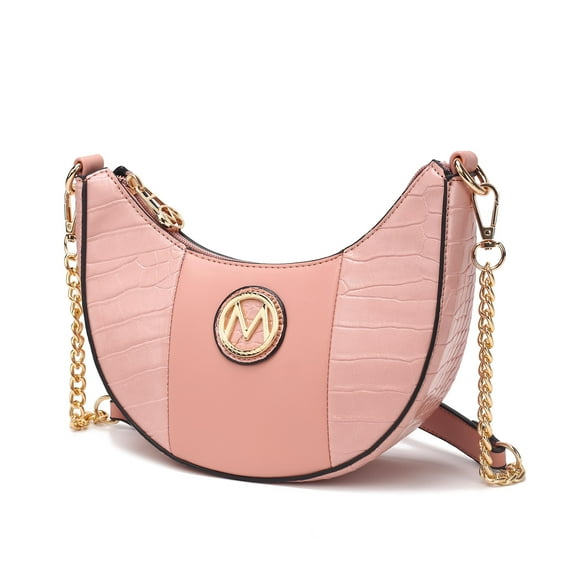 MKF Collection Amira Women’s Crocodile Embossed Vegan Leather Shoulder Bag, Crossover by Mia K - Pink