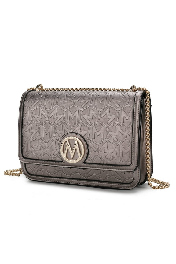 Amiyah Women's Crossbody Bag Vegan Leather Chain strap Shoulder Bag By Mia K - Pewter