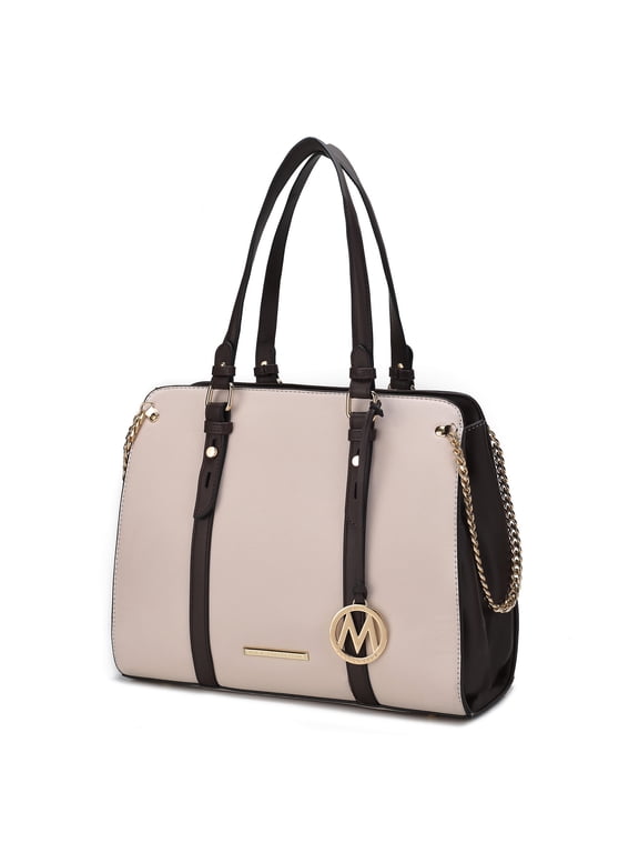 Amy Vegan Leather Women's Tote Bag, Stylish Hobo Purse Handbag by Mia K - Beige