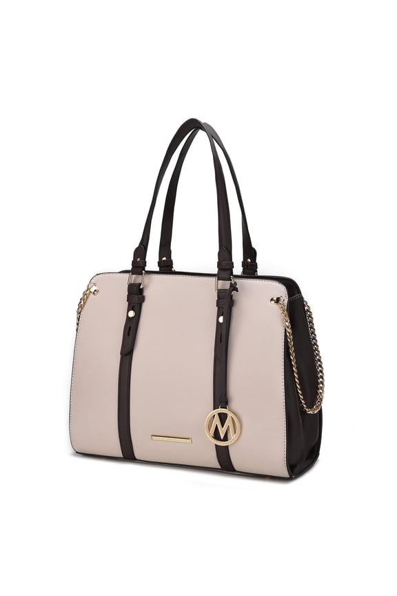 Amy Vegan Leather Women's Tote Bag, Stylish Hobo Purse Handbag by Mia K - Beige