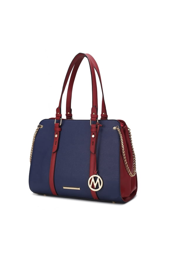 Amy Vegan Leather Women's Tote Bag, Stylish Hobo Purse Handbag by Mia K - Navy