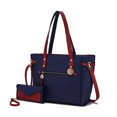 thumbnail image 1 of MKF Collection Andrys Vegan Leather Women's Tote Bag, Sleek Shoulder Purse Handbag & Wristlet Wallet 2 pcs by Mia K - Navy Wine, 1 of 11