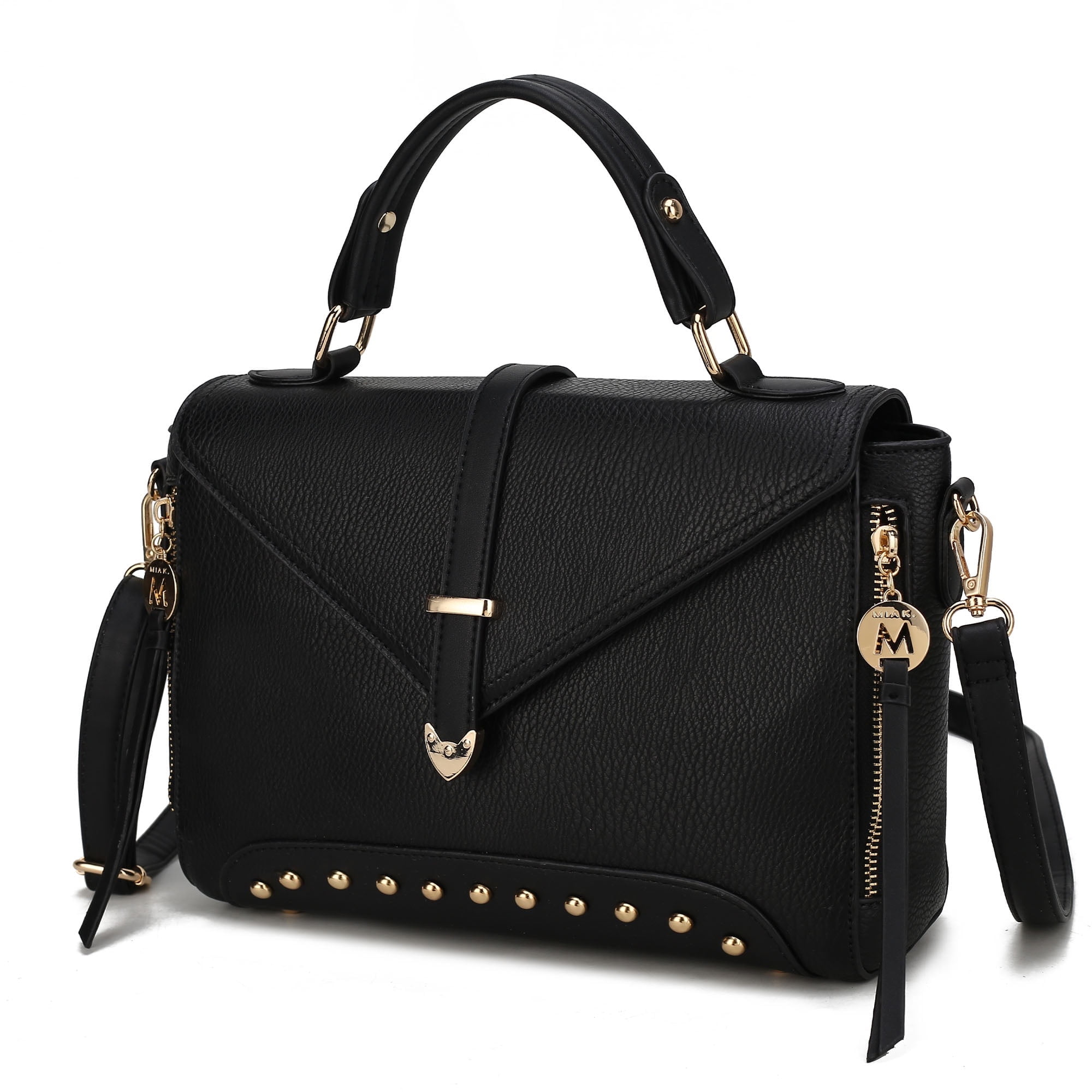 MKF Collection Angela Women Satchel Bag Vegan Leather, Crossover Purse Handbag by Mia K - Black