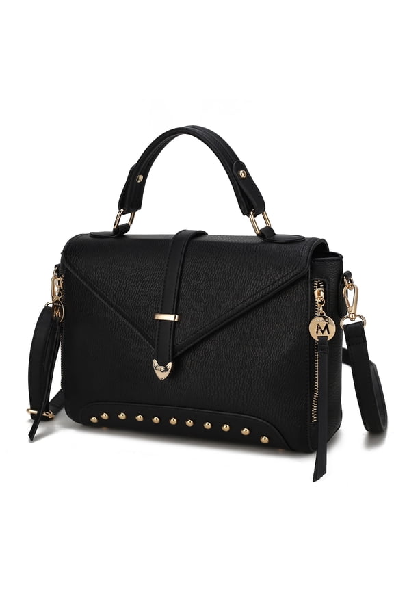 Angela Women Satchel Bag Vegan Leather, Crossover Purse Handbag by Mia K - Black