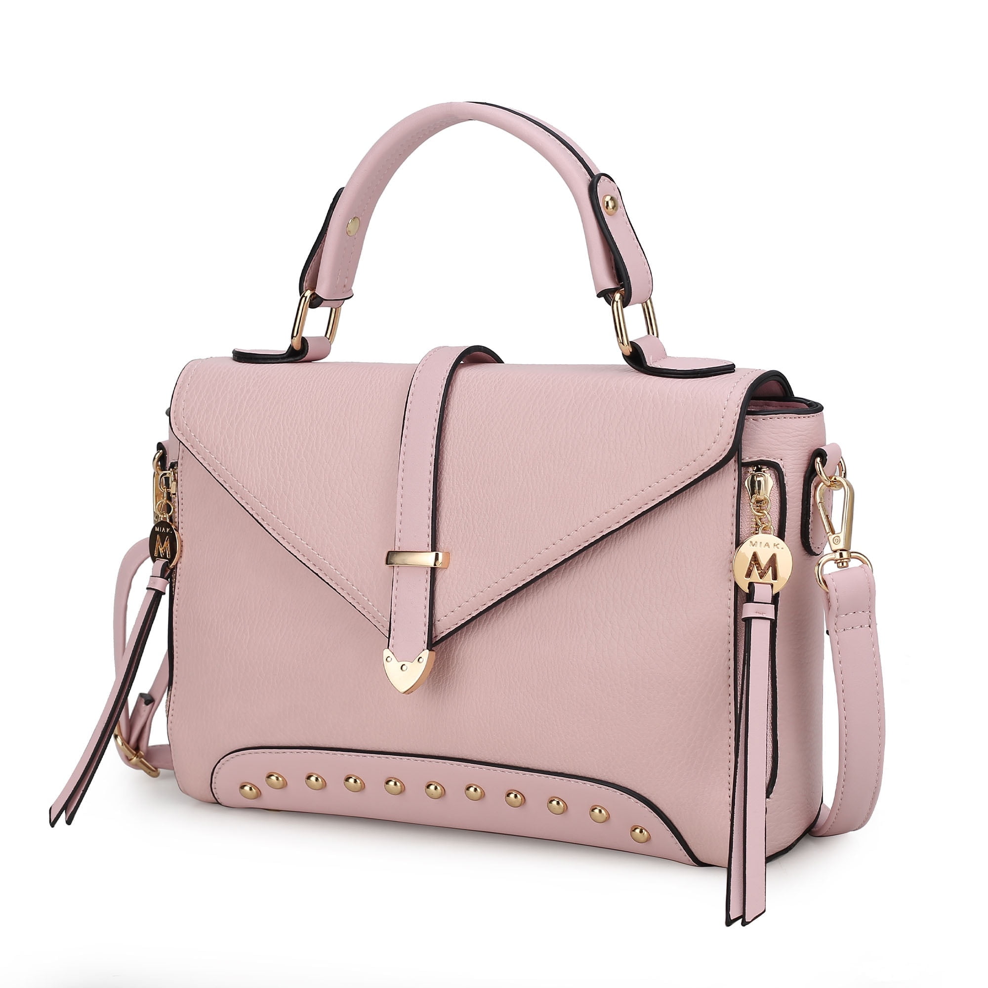 MKF Collection Angela Women Satchel Bag Vegan Leather, Crossover Purse Handbag by Mia K - Blush
