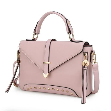 MKF Collection Angela Women Satchel Bag Vegan Leather, Crossover Purse Handbag by Mia K - Blush