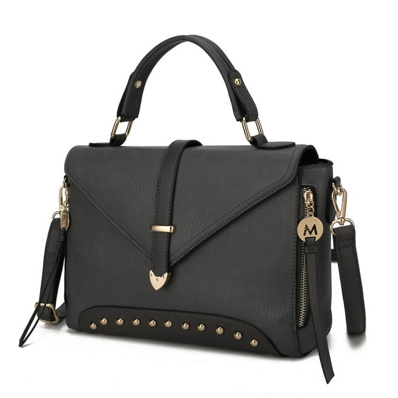 MKF Collection Angela Women Satchel Bag Vegan Leather, Crossover Purse Handbag by Mia K - Charcoal Gray