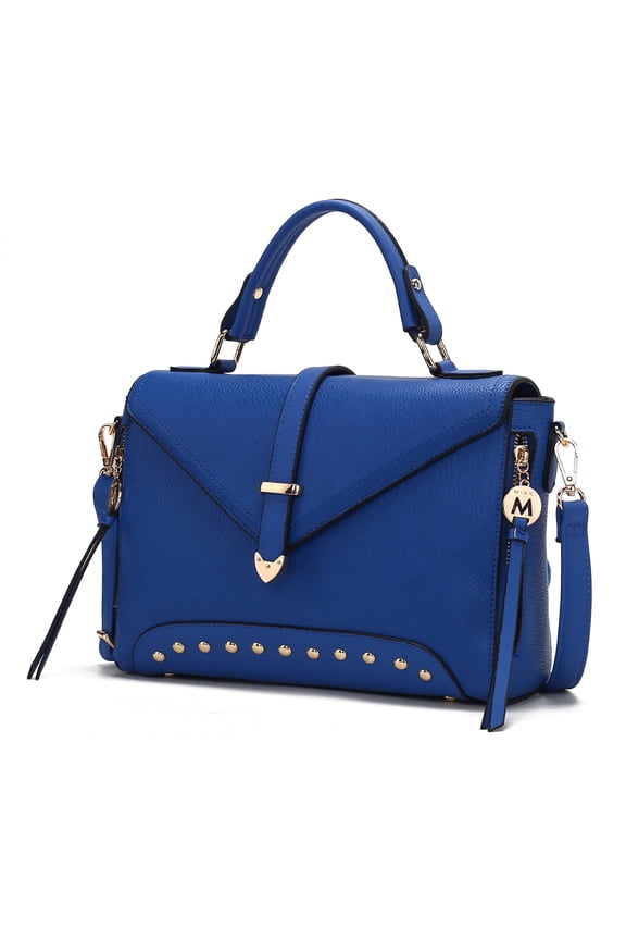 Angela Women Satchel Bag Vegan Leather, Crossover Purse Handbag by Mia K - Royal Blue