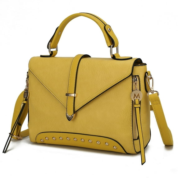 MKF Collection Angela Women Satchel Bag Vegan Leather, Crossover Purse Handbag by Mia K - Yellow