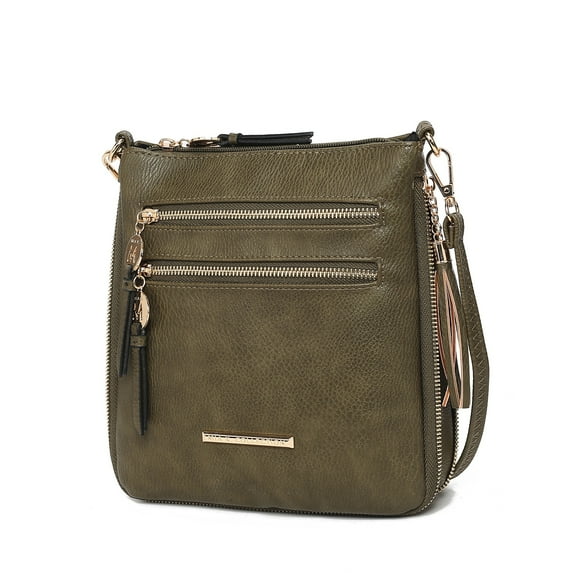 MKF Collection Angelina Crossbody Shoulder Women's Handbag Purse Vegan Leather, Versatile Bag Multi Pockets by Mia K- Olive