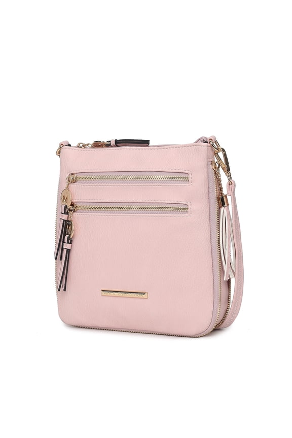 Angelina Crossbody Shoulder Women's Handbag Purse Vegan Leather, Versatile Bag Multi Pockets by Mia K- Pink