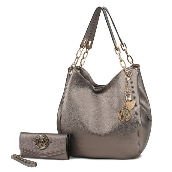 MKF Collection Ashley Women's Hobo Bag with Wristlet Wallet, Vegan Leather Shoulder Bag Handbag Purse Set by Mia K